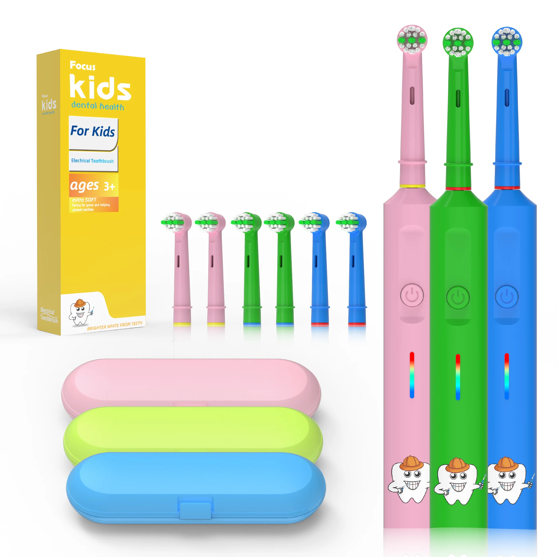 Factory Wholesale  OEM Waterproof Customizable rotating kids electric toothbrush 8 toothbrush heads For Oral b