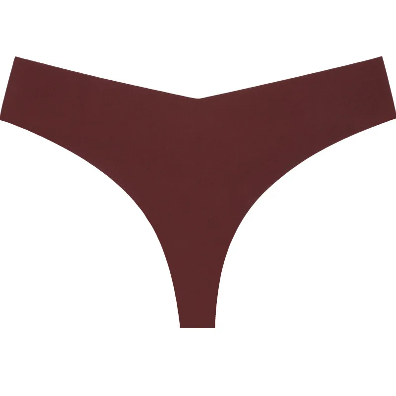 RUIYI Low Waisted Ice Silk Seamless Cotton Crotch T Back Large Size Underwear Women's Sexy Thong Seamless Panties