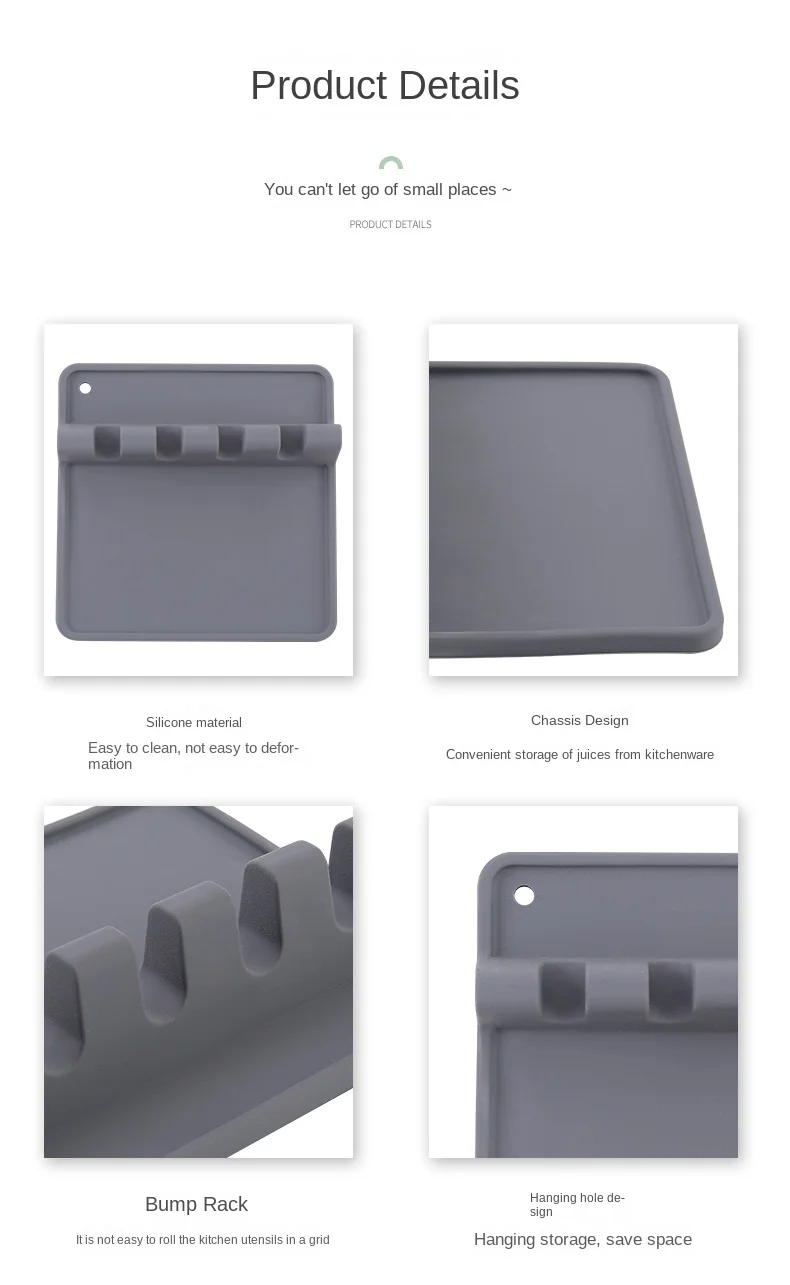 product creative household silicone soup spoon shelf mat kitchen tableware rack tableware storage pad for kitchen kitchenware-11