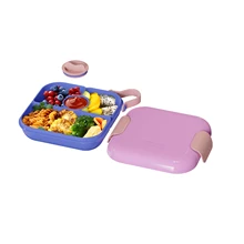 Hot Selling 16-Piece Set Cute Grid Design Plastic Lunch Container Microwave Lunch Box Students Kids Fruit Toothpick Dining