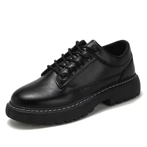 Men's New Fashion Black PU Leather Driving Casual Shoes Anti-Slip Lace-Up for Business Office Formal Occasions Winter Parties