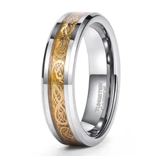 8m Silver Plated Inlay Gold Tungsten Ring for Men Luxury Jewelry Fashion Men Ring