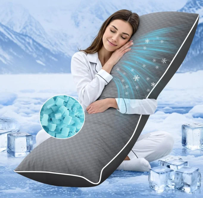 Premium Summer Long Style Leg Support Soft Neck Cooling Fabric Polyester Mixed Shredded Memory Foam Pillow