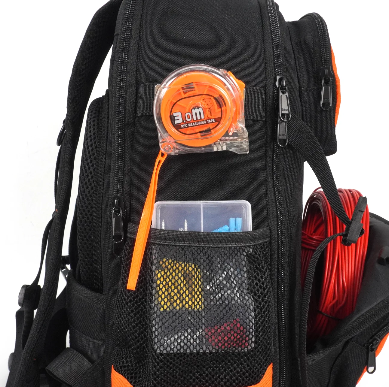 product outils avec fond rigide et sac a outils sac a outils avec sac a outils lourd avec plusieurs poches noir orange tool backpack-10