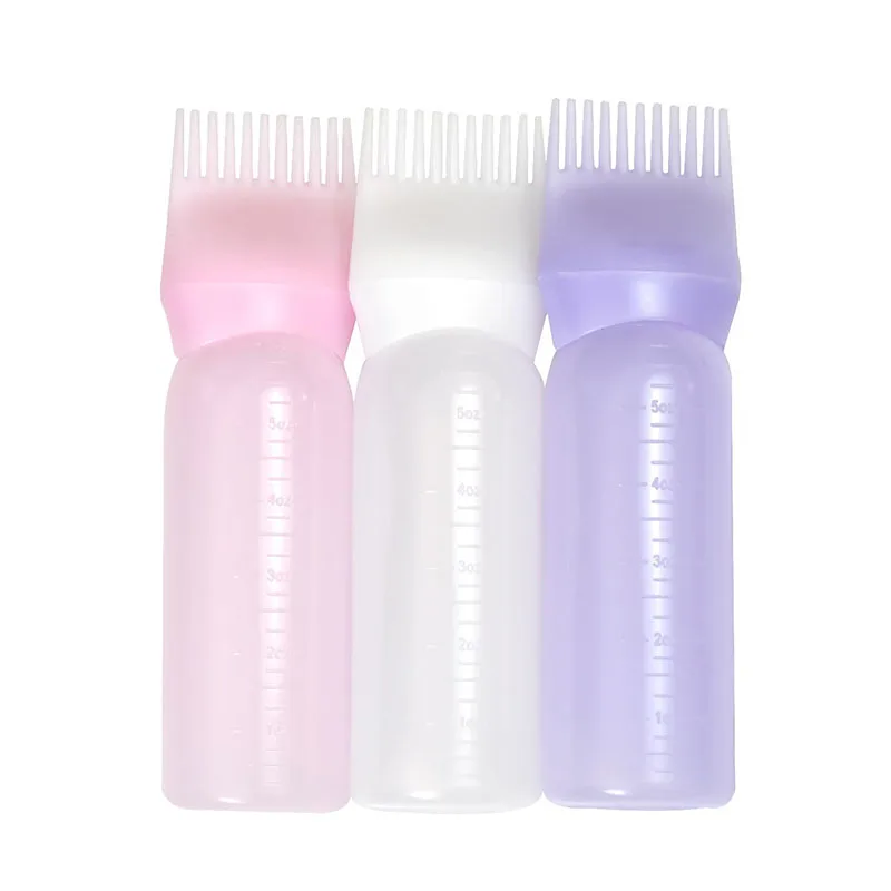 Factory Direct Sale Root Comb Applicator Bottle 6Oz Hair Dyeing Bottle Custom Logo/Colors Hair Oil Applicator Bottle