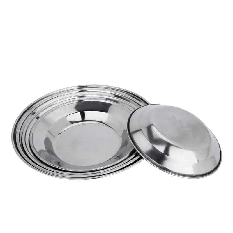 Hot Sales Stainless Steel Round Tray Steel Plate Dinner Plate