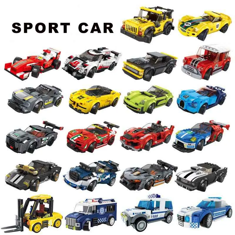 2880 Block Set Sport Car Block Set Racing City Police Car Model Assembly Blocks Building Toys for Children Toys 172+PCS