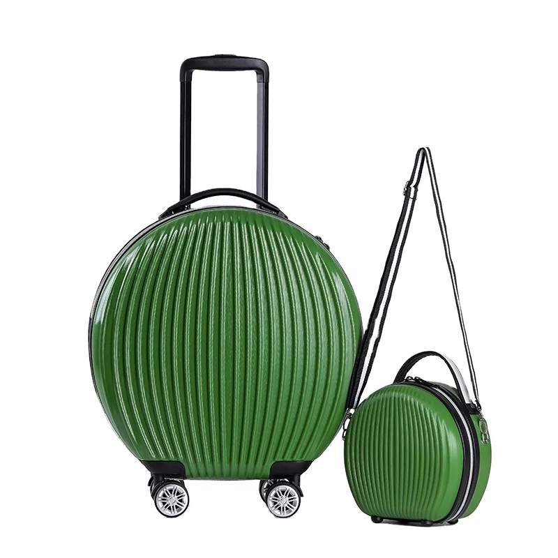 Custom logo 18 Inch Round Travelling Suitcase Zipper Small Trolley Luggage Travel Box 2 Pieces Boarding case