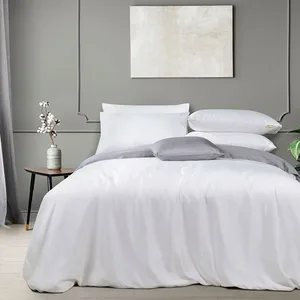 Good Quality White Silk Duvet Cover Pillow Case Bedsheet 100% Lyocell Fabric Bedding Set Bed Sheet Luxury Silky Bed Linen