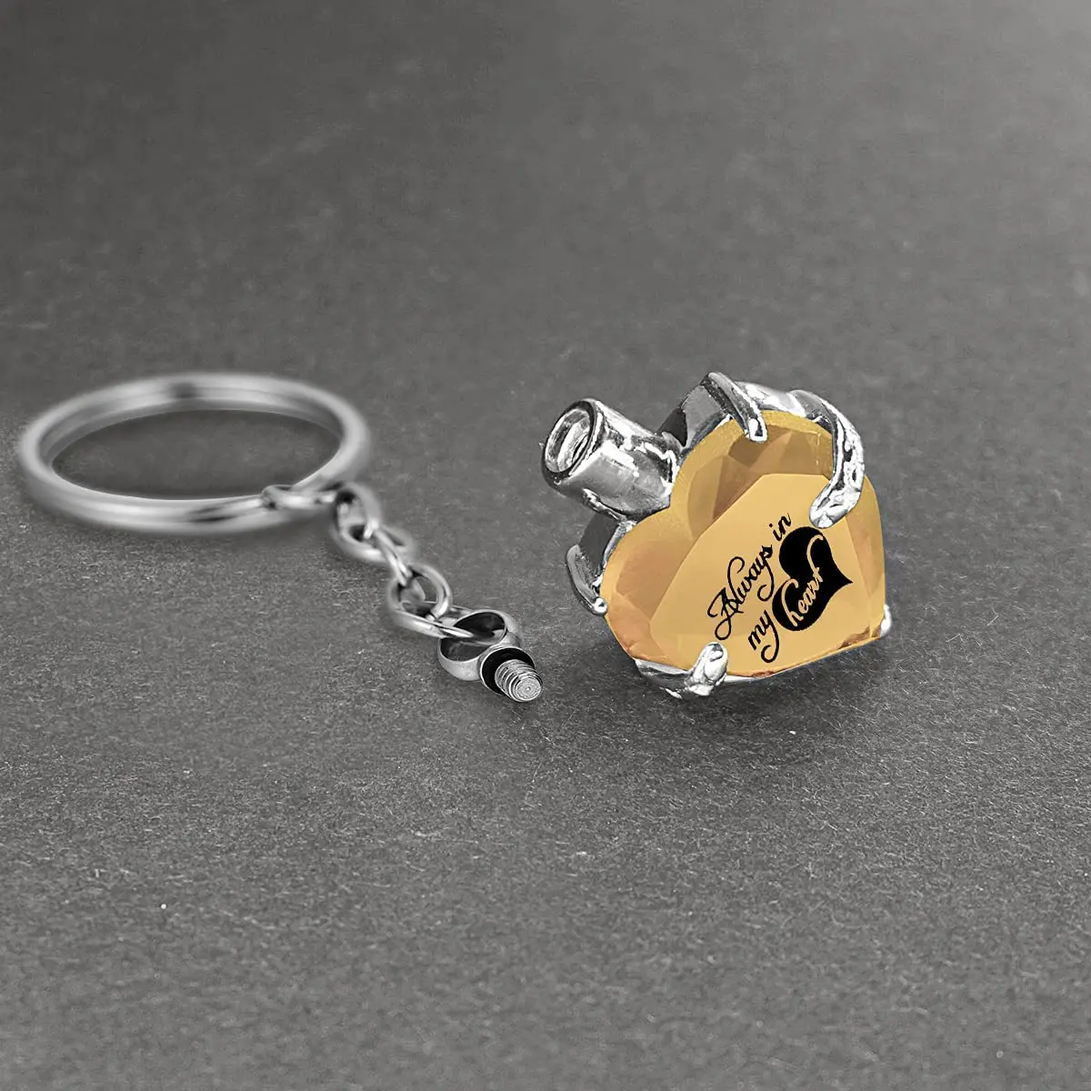 Heart shape Crystal Pendant  KeyChain Cremation Urn Memorial for Human Pets Ashes KeyRing Men Women Jewelry - Always in my heart
