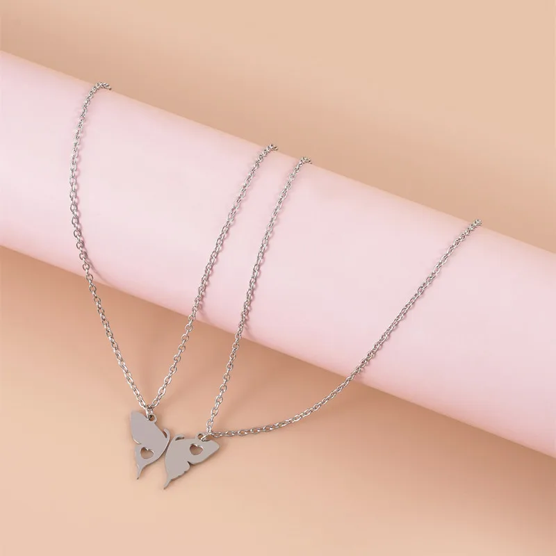 Collane Migliori Amiche Con Cuore E Farfalla | Set Da 2 Con Scritta Best Friends | Gioielli Amicizia - 2