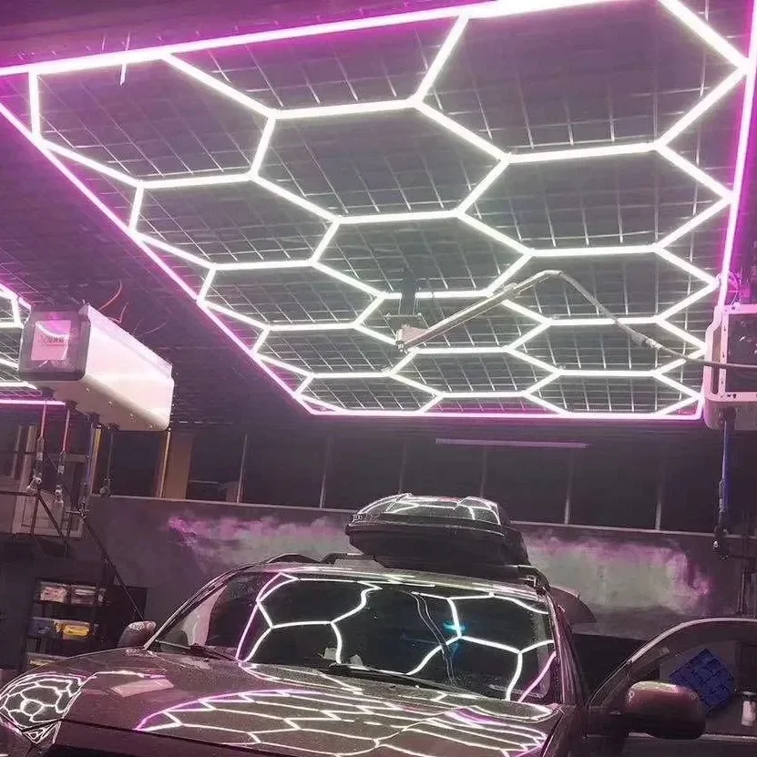 Pink Border 15 Hexagon Garage Light Hexagon Ceiling Light Lights for Commercial Auto Show