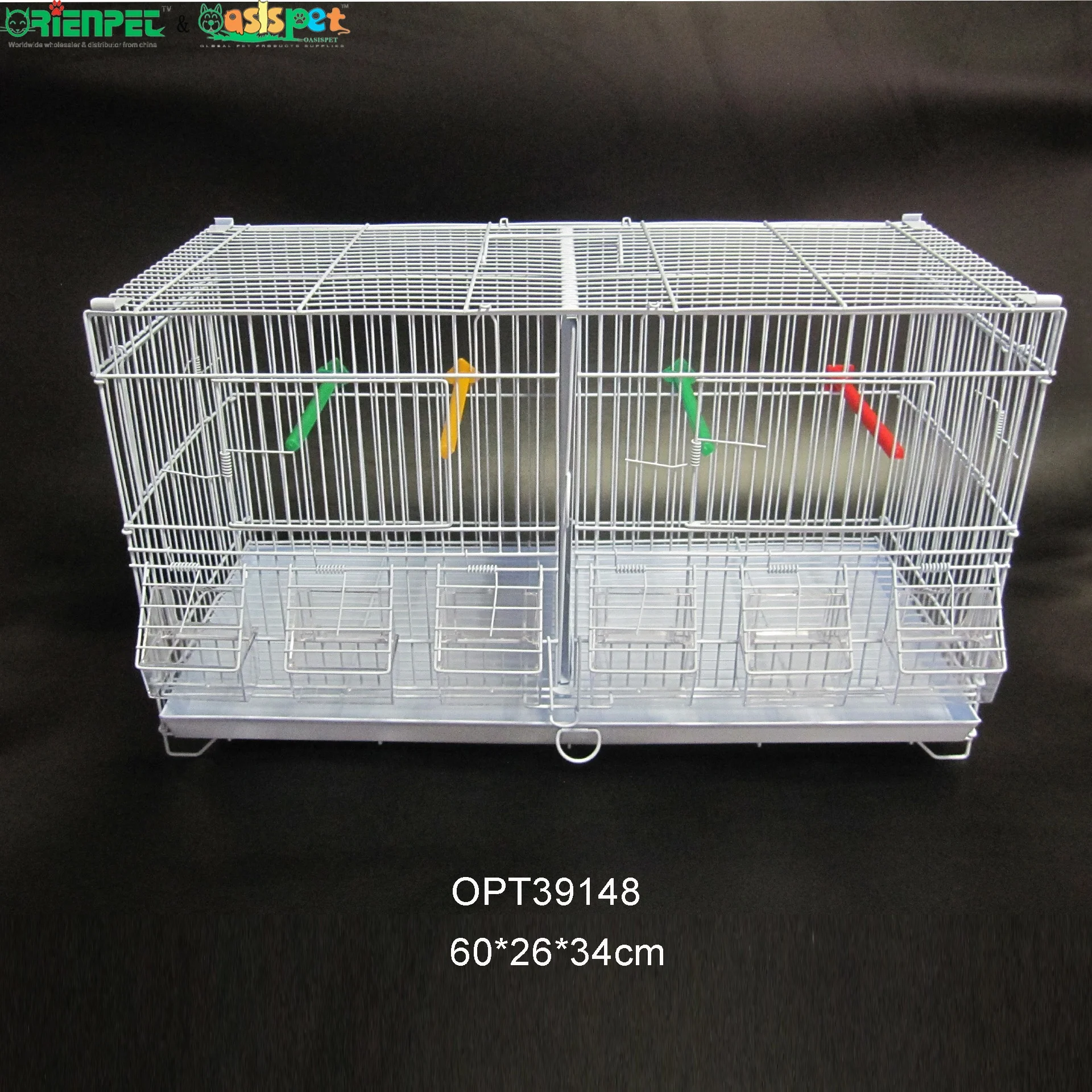 ORIENPET & OASISPET Powder-coated Wire Bird Breeding Cage Wholesale Stackable Cages with Divider Metal Tray OPT39148 Pet Product
