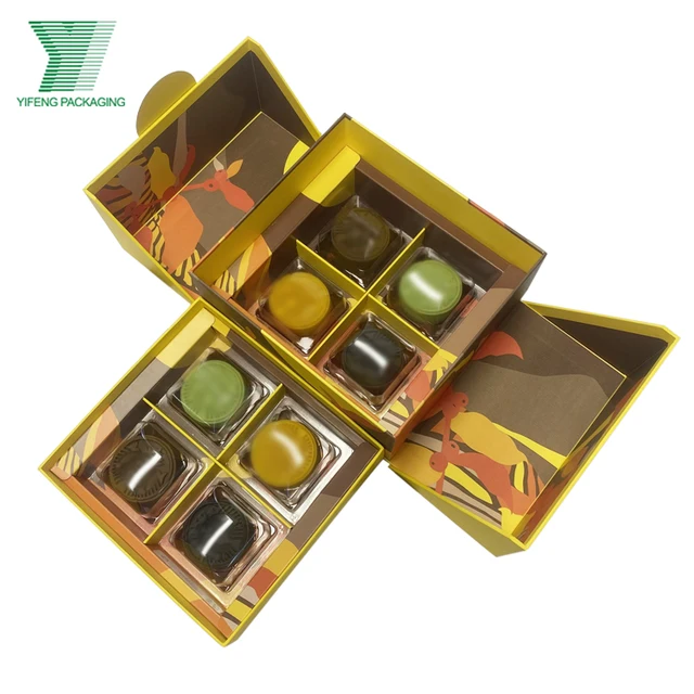 Custom Luxury Magnetic Mooncake Gift Boxes Set Sweet Cookies Dessert Packing Gift Paper Box Packaging With Handle