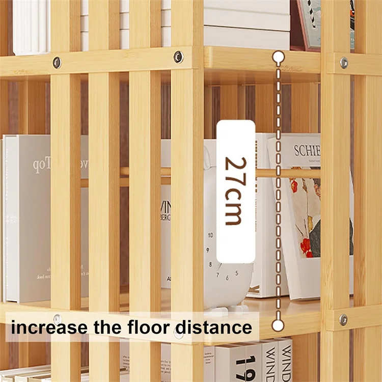 Large Revolving Bamboo Wood Bookshelf Home 360 Rotating Book Rack