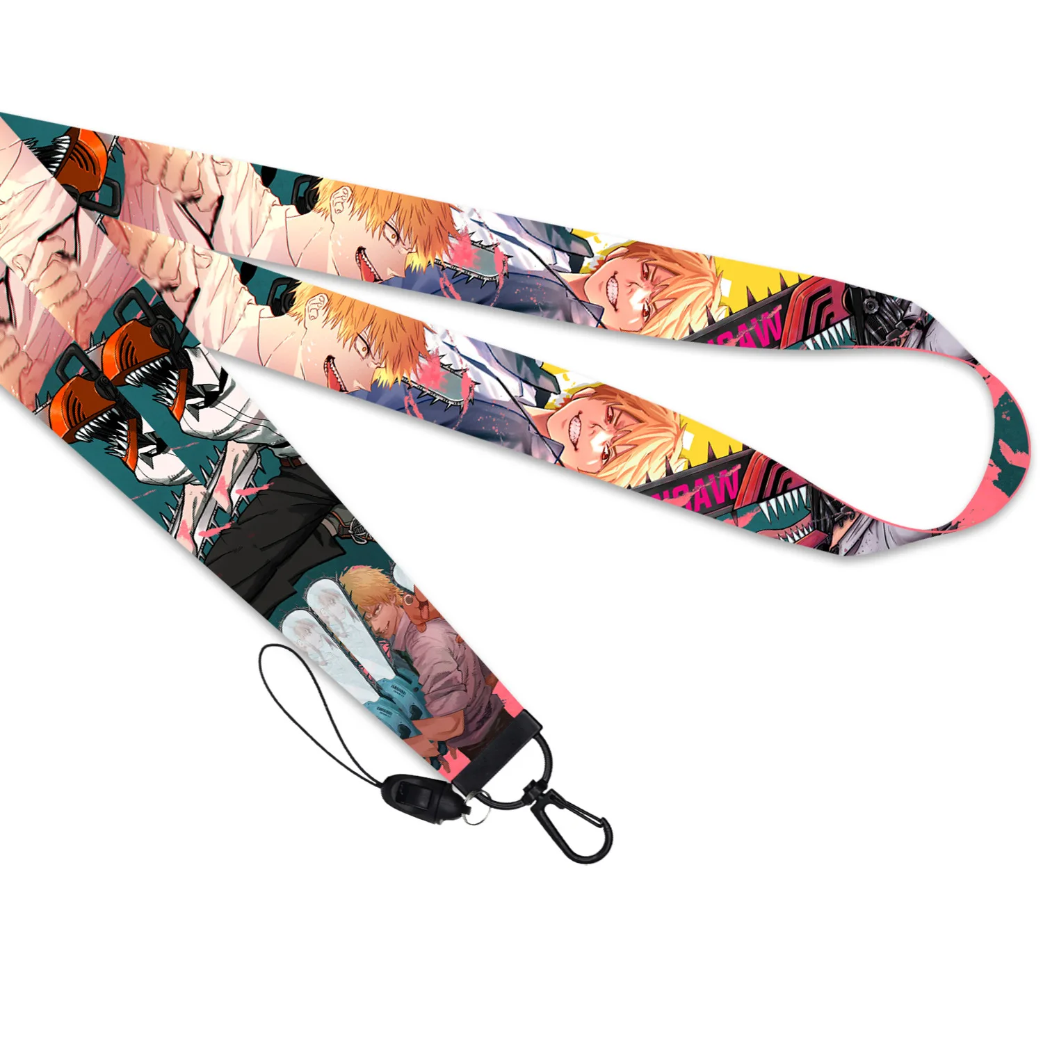 Japanese Anime Webbing Keychain Chainsaw Man Mobile Phone Lanyard ...