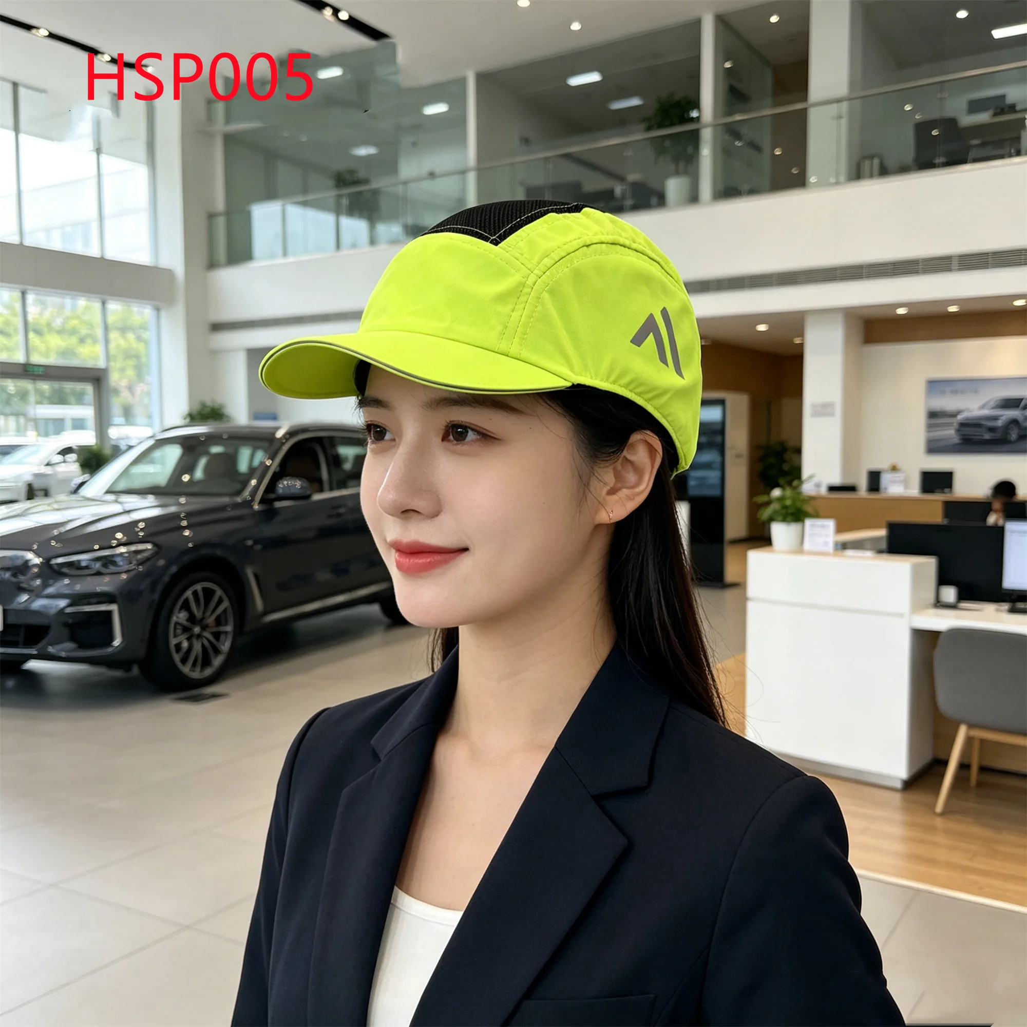 LXG,car 4S Shop Shock-absorbent EVA Foam Pad Bump Caps Fluorescent Yellow Safety Helmets with Light Reflecting Function HSP005