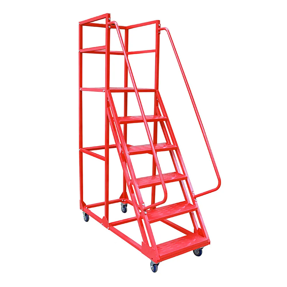 Portable Steel Rolling Mobile Safety Metal Work Platform Ladder With Toe Board