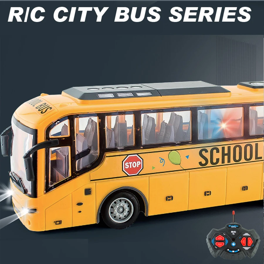 Rc Bus Toy Channel Radio Control City Sightseeing Bus Toy Electric Window BOX Car Mini Plastic City School RC Bus with Light