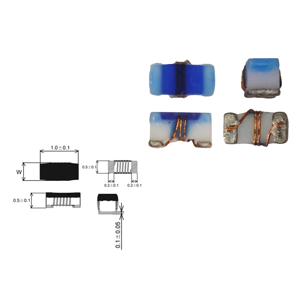 Фиксированный SMD неэкранированный проволочный змеевик индуктор 90mOhm Макс 700mA 0402 6.2nH немагнитный