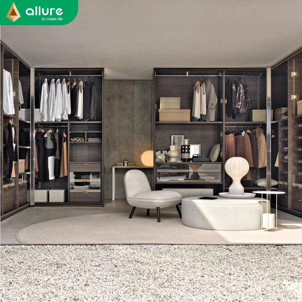 Allure foshan home modern open luxury diy closet bedroom solid wooden wardrobe furniture design pictures