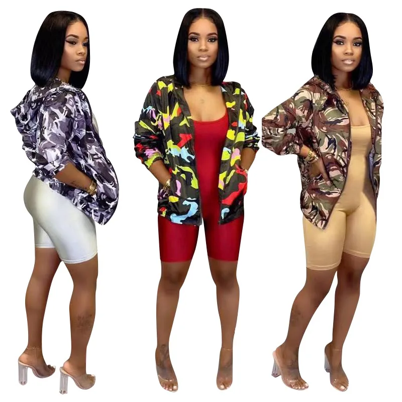 Elegant winter fall 2021 women's Hoodie biker outdoor Lovely Camouflage printed jackets and coats For for Women clothing Outfit