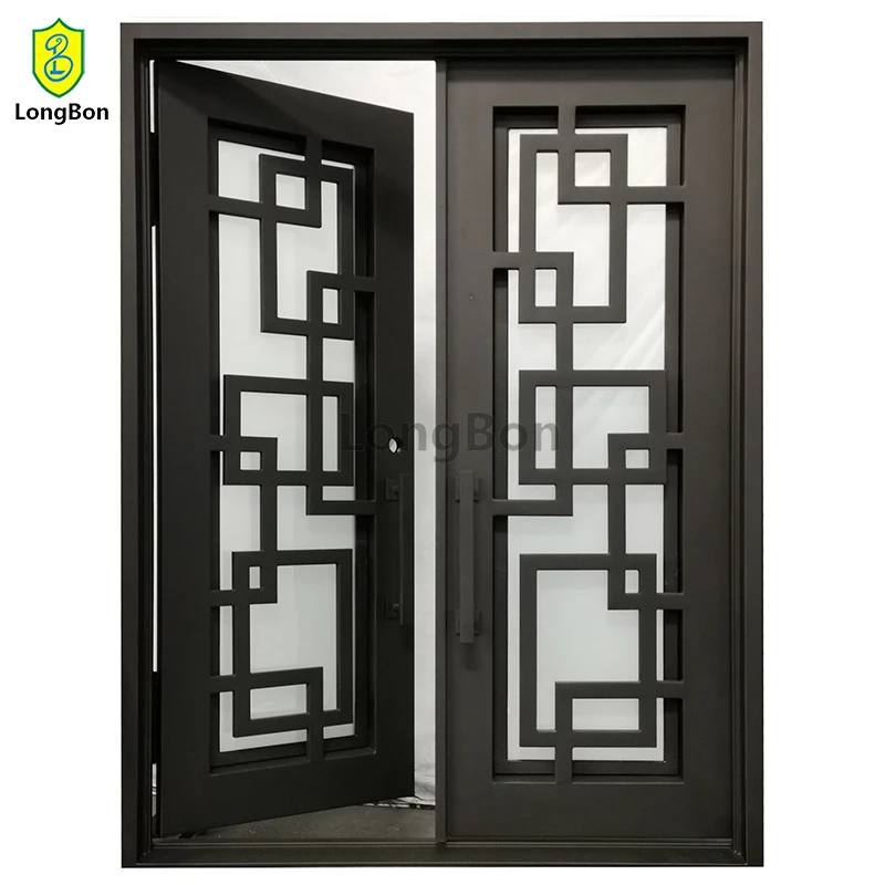 Customized Simple Wrought Iron Doors Double Exterior and windows China