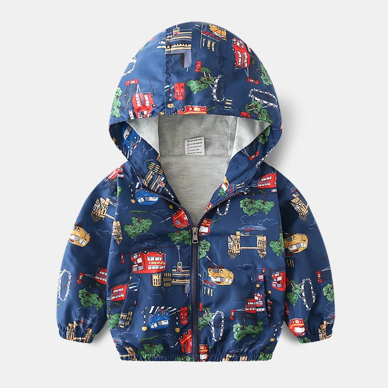 Toddler Dinosaur Hooded Jacket Lightweight Windbreaker For Boys
