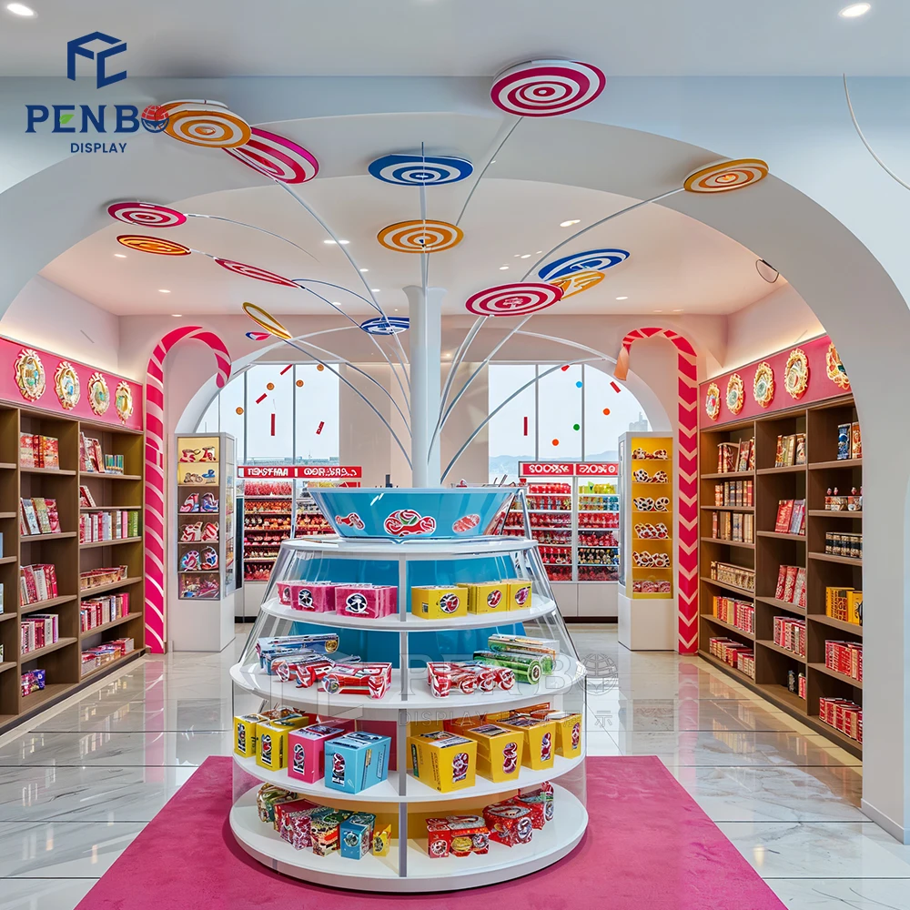 Snack Fixture Customized Children Colorful Rack Display Snack Lollipop Mini Candy ...