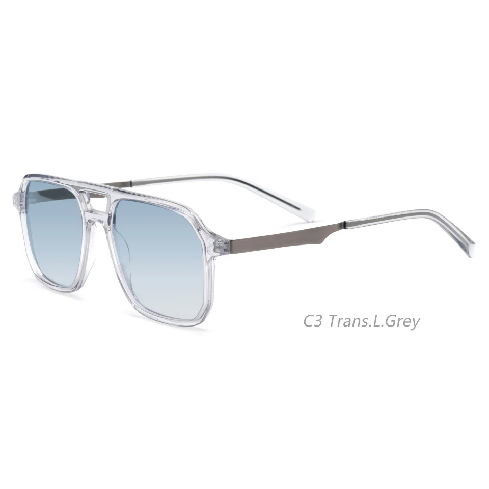 Vintage Acetate Sunglasses Polarized Square Customize Logo Shades Double Bridge Sun Glasses for Men Women Lunettes De Soleil