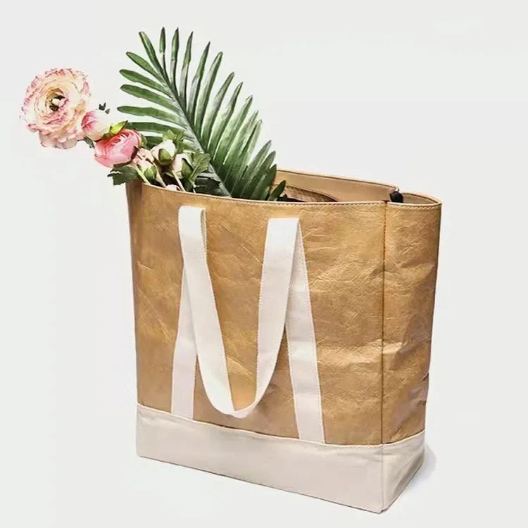 Custom Durable Light Strong Cotton Tyvek Shopping Bags Water-resistant Dupont Canvas Tyvek Tote Bag With Logos