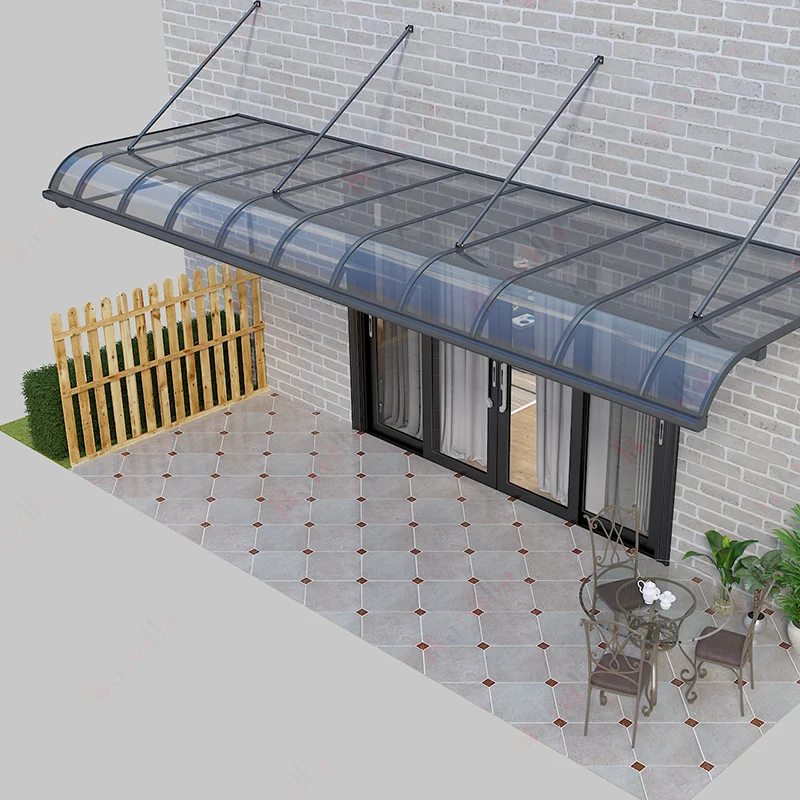 Modern Single Slope Polycarbonate Roofing Awning Canopy Aluminum Frame Car Parking Garage for Car Parking Shed