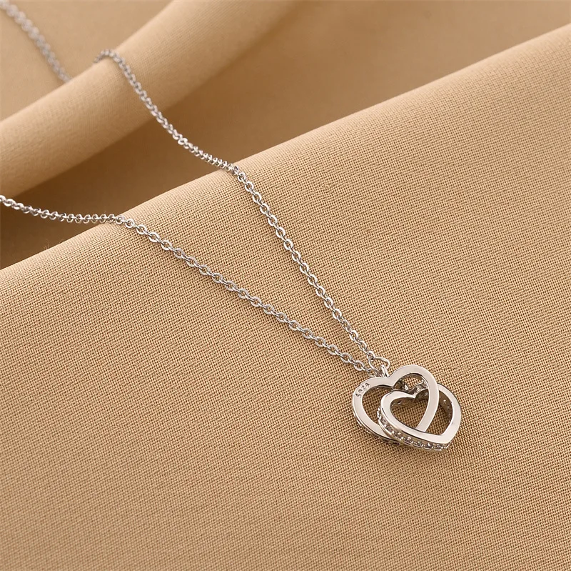 Silver Love and Heart Necklace  Wholesale Silver Love and Heart Necklace –  Cool Jewels
