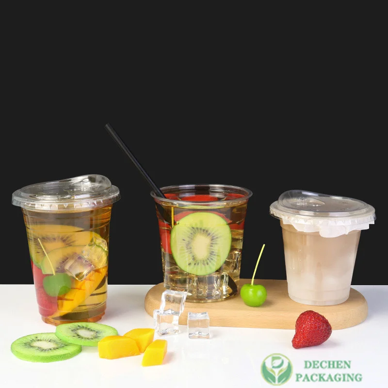 Plastic Straw Cup New Bubble Tea Cups Pet