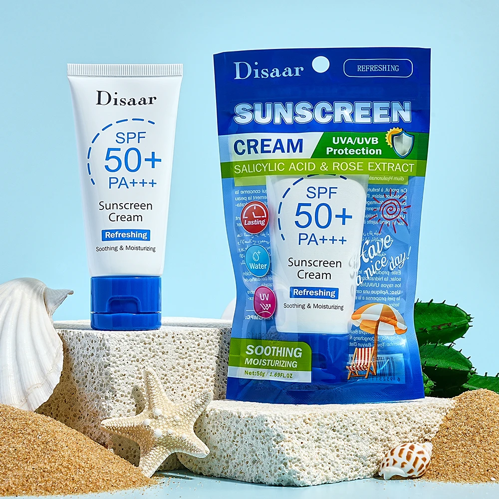Disaar Oil-control Sunscreen Tanning with Salicylic Acid Rose Extract  Soothing Anti-Acne Private Label Spf 50 Sunscreen for Face
