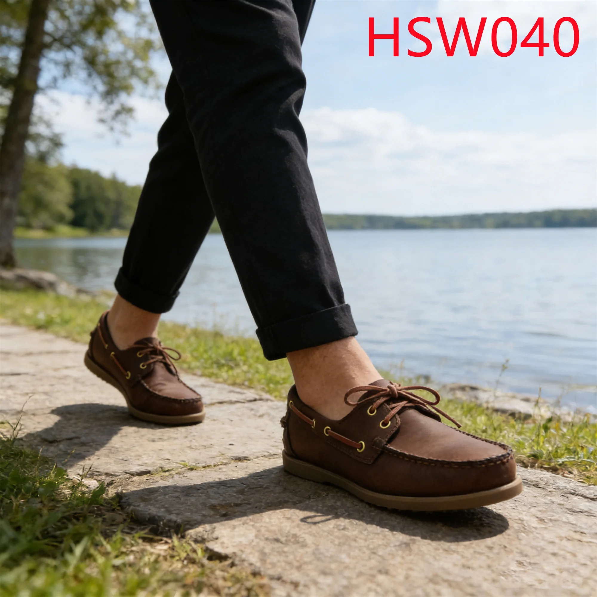 HY, klassikalised käsitsi vananenud aasadega pruunid allpindadega loafer-sapad, parkides kõndimiseks, madal MOQ, maksimaalne vastupidavus, ühissoolised paadisapad HSW040