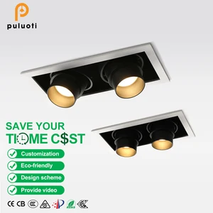 PULUOTI Adjustable Telescopic Square LED Stretch Downlight Commercial Home Project Ceiling Spotlight with Embedded MR16/GU10