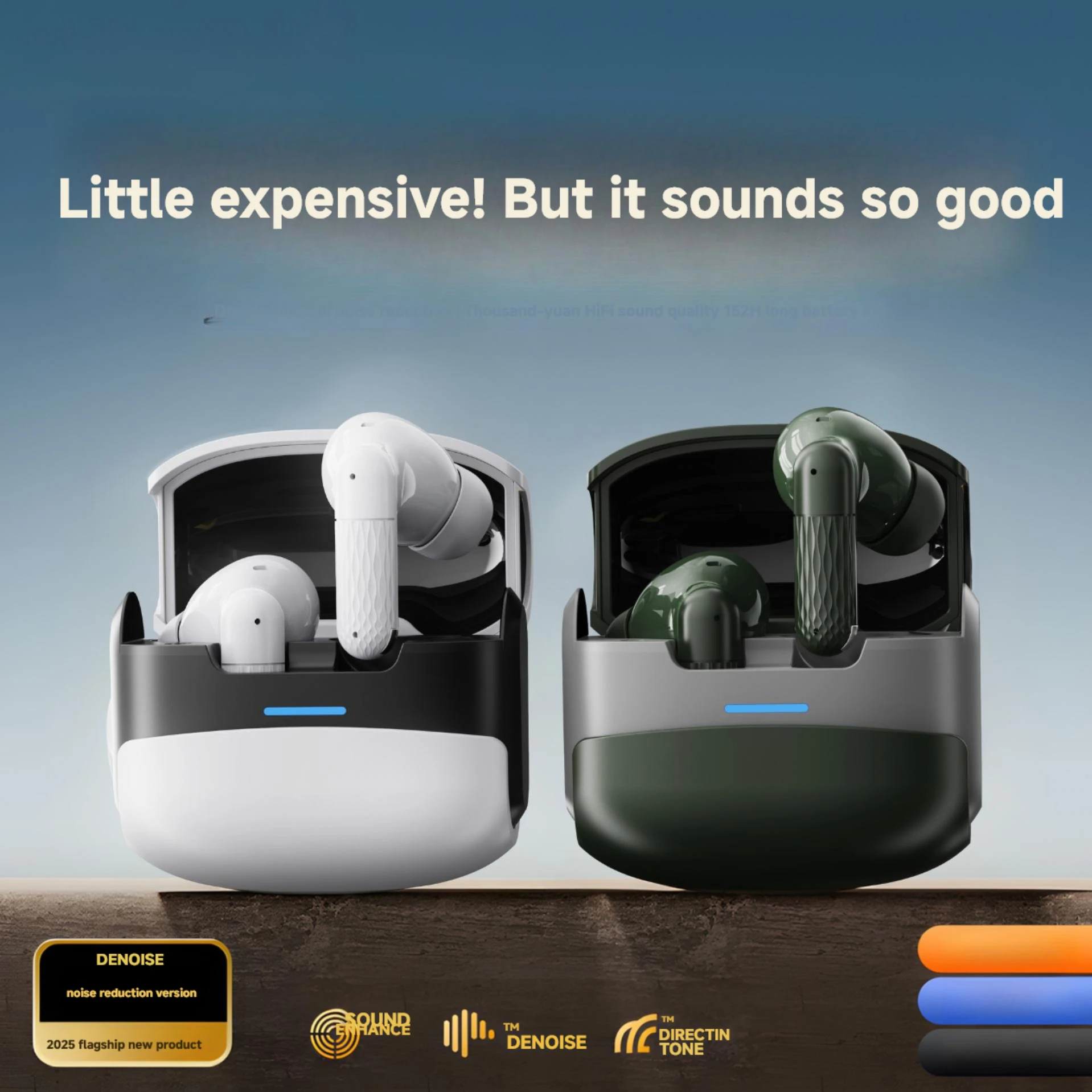 制造商批发 2025 新款无线双耳入耳式耳机 LED 电池降噪 IPX4 防水 高保真音质