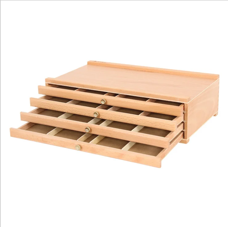 U.S. Art Supply 10 Drawer Wood Artist Supply Storage Box - Pastels