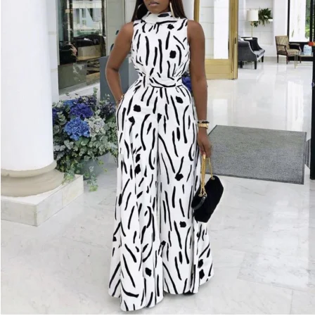 ladies black and white jumpsuit