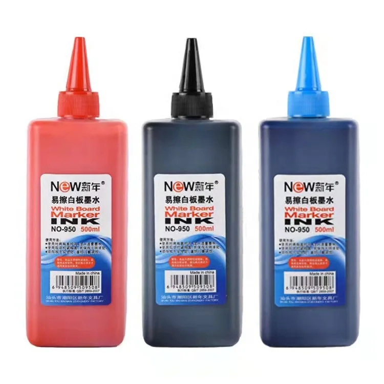 Non toxic large capacity red black blue dry erasable refillable whiteboard ink 500ml