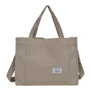 Custom Logo Corduroy Tote Bag   2026 New Large Capacity Small Square Trendy Corduroy Shoulder Crossbag for Women