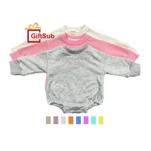 Factory Sublimation Long Sleeve Babe Bubble Romper Cute Infant Bodysuit Clothing 100% Polyester Plain Baby Baggy Sweater Rompers