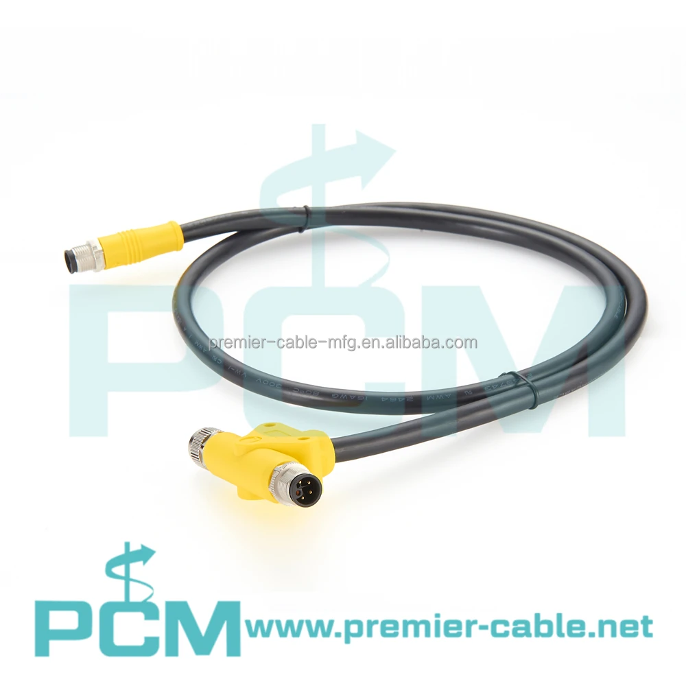 Industrial Profibus ProfiNet M12 Power L-Code Tee M12 Can Bus Cable factory