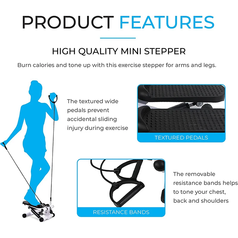 Mini Stepper Machine With Lcd Display And Resistance Band With Handle