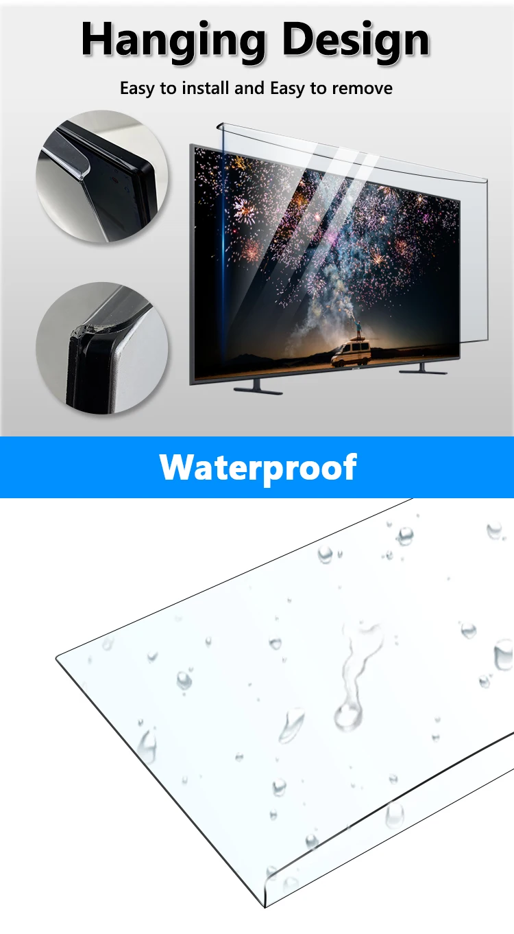 Removable 32" 75" Tv Screen Protector Hanging On Acrylic Anti Blue