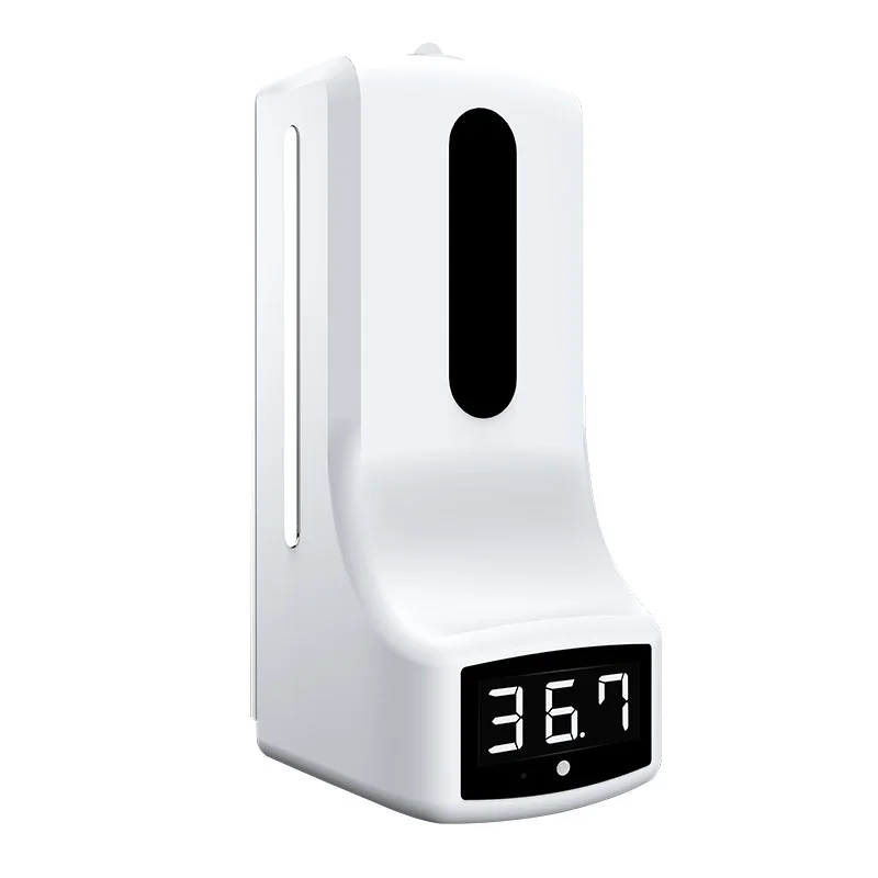 New design  2 dentro 1 automatic wall mounted thermometer  liquid soap dispenser