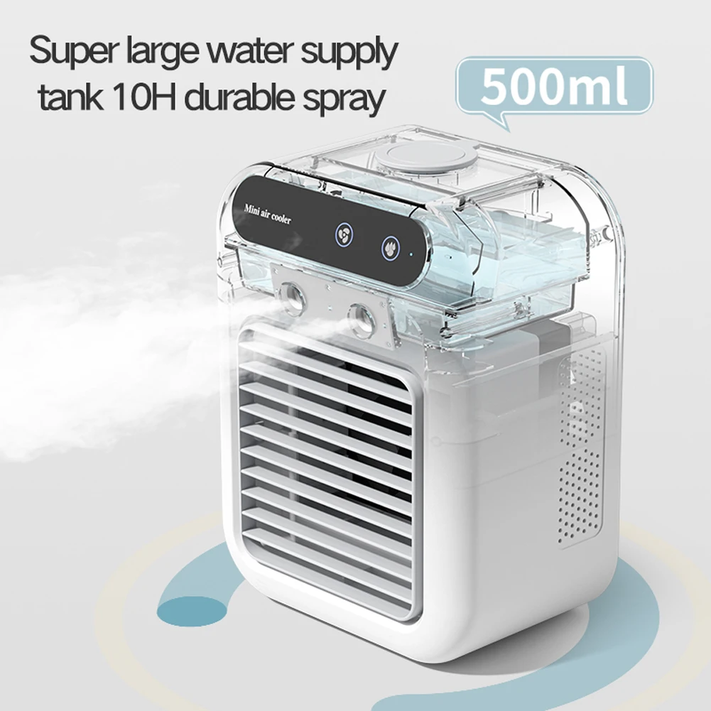 DC Portable 500ml Air Cooler Fan Wireless Rechargeable Feature for Car  Outdoor Small Room Cooling Water Spray Garage Plastic