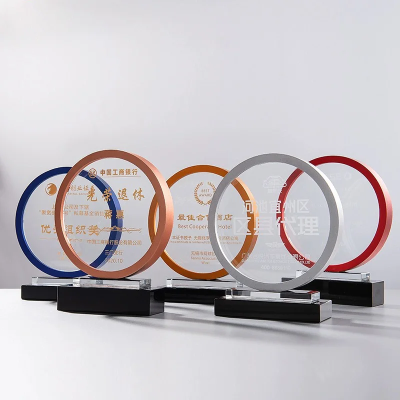 Blank round shaped glass trophy awards crystal plaque crystal trophy award