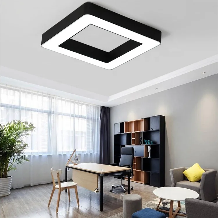 Customized Recessed Suspension Surface Mounted Led Linear Light square Rectangle Hollow Pendant Light for Office Villa